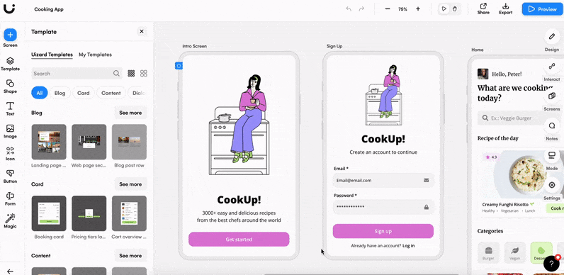 طراحی ui و ux با هوش مصنوعی uizard.io